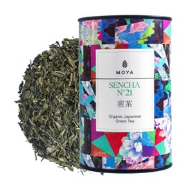 Organischer Moya Lose Blätter Tee Sencha NO. 21 | 60g | Japanischer Grüner Tee | Vegetarisch und Vegan Freundlich | in mehrfarbiger Kartondose | Perfekt Geschenk