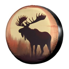 Dujiea Wild Moose Nature Landscape Spare Tire Cover, Universal Wheel Tire Cover Dust-Proof Tire Protectors for Trailer Rv Van SUV Truck Camper and Many Vehicle 14 15 16 17 Inch
