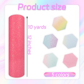 Jinenat Sparkling Tulle Fabric Roll, 12 inch by 10 Yards, Rose Red, Polyester, Tulle, Dots Pattern, Ideal for DIY Crafts, Wedding, Birthday, Gift Wrapping