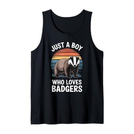 Mens Just a Boy Who Loves Badgers Vintage Sunset Boys Kids Badger Tank Top