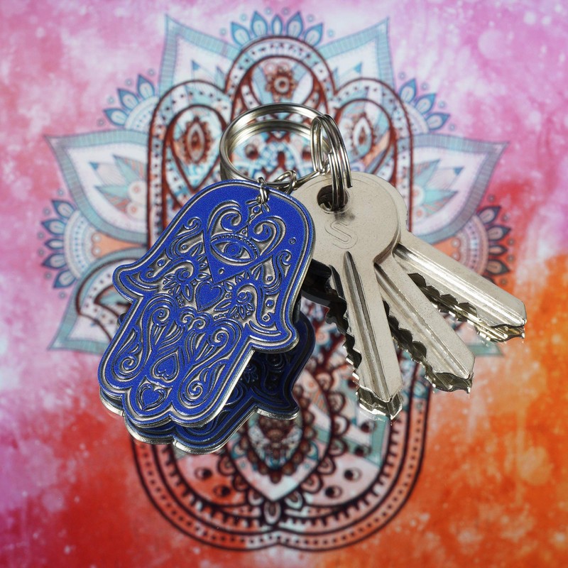 KADAX Hamsa Design Steel Pendant Key Chain Accessory for Backpack