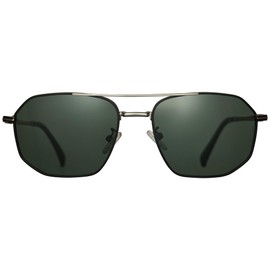 TRISKEL EYEWEAR Sunglasses Athens for Women and Men - Lightweight Metal Frame, Polarized TAC Lenses, 100% UV Protection (Black-Gun Metal with Dark Green lenses)