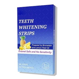 BDIKFNL Teeth Whitening Strips, 28 Strips/14 Treatments, Bromelain and Lemon Peel Oil, Mild and Safe