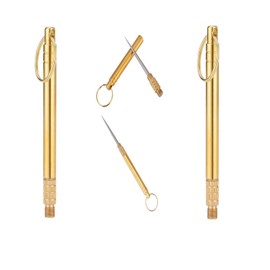 Pack of 2 Portable Titanium Toothpicks, Camping Toothpicks, Titanium Toothpick with Keyring, Reusable Metal Toothpick, Foldable Toothpicks for Outdoor Picnic