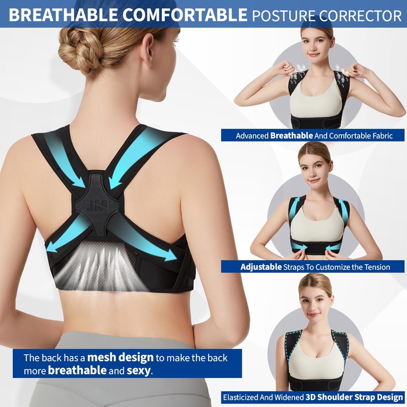 JMPOSE Posture Corrector for Back Support: Adjustable Shoulder Posture Brace