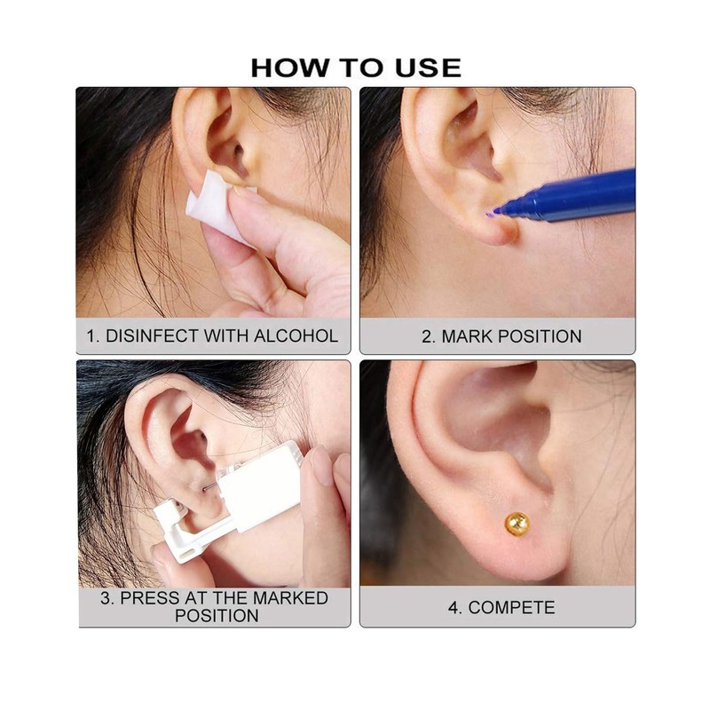 SLVIEKAE Ear Piercing Kit, 2-Pcs No Pain Easy Use at