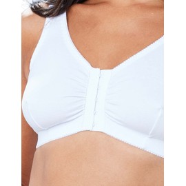 Eden House Ladies Magic Front Fastening Cotton Bra - Soft & Comfortable White 14