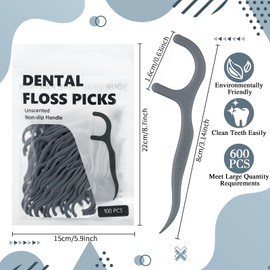Baderke 200 Count Dental Floss Picks Bulk Non Breakable Dental Floss Flossers for Adults Tooth Picks Flossers Teeth Cleaning Dental Floss Flossers for Family Pack Travel (Grey)