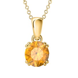 dazzlingjewelrycollection 8mm 4.00Ctw Round Cut Created Citrine 14k Yellow Gold Over .925 Sterling Silver Double Prongs Cross Pendant for Women's