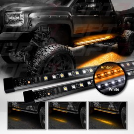 OPT7 2pc 60" Side Kick Running Board LED Strips w/SEQUENTIAL Amber Turn Signal, DRL, and white Courtesy Light