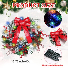 Honoson Christmas Wreath for Car, Truck or Festival Decoration LED Artificial Christmas Car Wreath and 5 Pieces 4 x 200 Black Nylon Cable Tie (Classic)