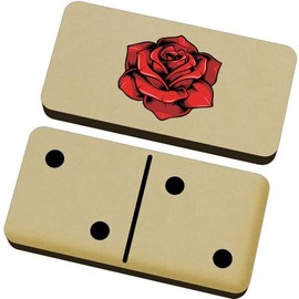 Azeeda 'Red Rose Flower' Domino Set & Box (DM00040450)