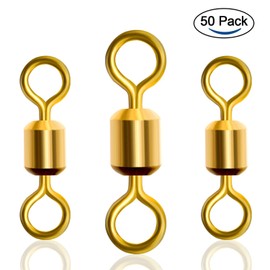 Hunter's Tail Snap Fishing - Barril giratorio de acero inoxidable con rodamiento de bolas, paquete de 50, color dorado
