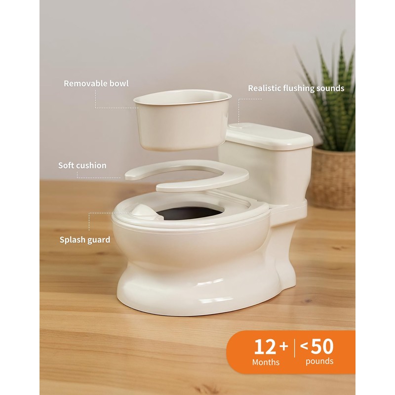 PipNest Toddler Potty Trainer, Realistic Toilet with Flushing Sounds, Wipes