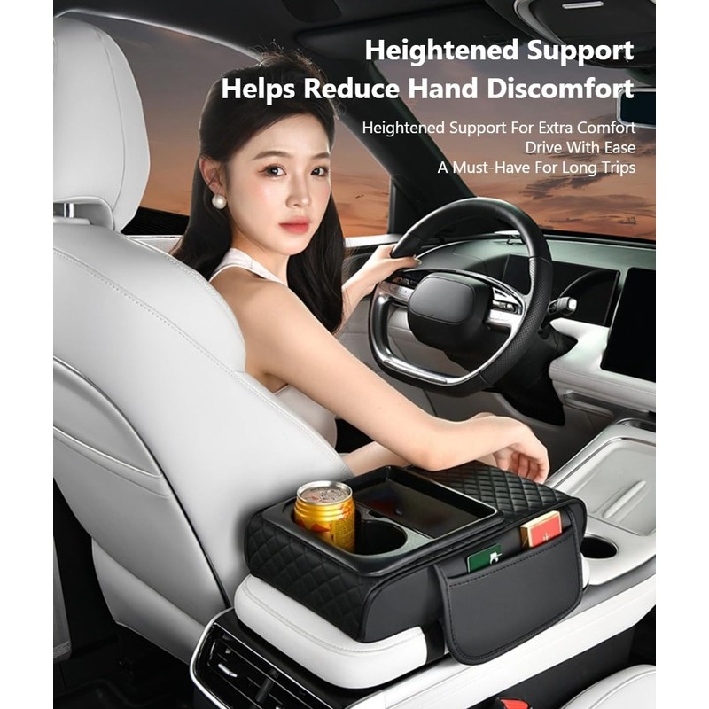 TNDCKP Induction Charging Car Armrest Pad, Leather Center Console Cushion,