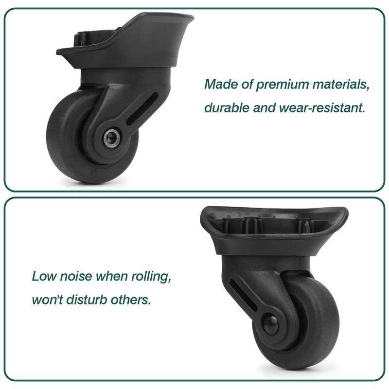 Ech.Apr 2Pcs Luggage Wheels Replacement, Rubber Luggage Swivel Caster, 360