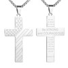 SAELACY American Flag Cross Necklace for Men with Bible Verse