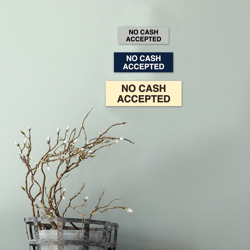 Basic No Cash Accepted Sign (Brushed Silver) - Medium