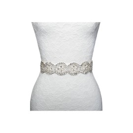 Vintage Designer Wedding Dress Bridal Appliqué Sash Belt Rhinestone Crystal b...