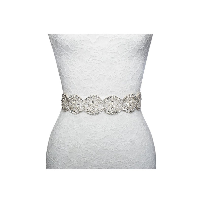 Vintage Designer Wedding Dress Bridal Appliqué Sash Belt Rhinestone Crystal