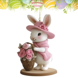 Holiday Car Pendant - Decorative Car Accessories | 2D Acrylic Valentine's Day Hangable Ornament, Cartoon Cow Bunny Interior Accessories for Bags