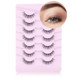 Onlyall Wispy Lashes Natural Look Short Eyelashes Lite Volume False Eyelashes Natural Lashes Soft False Eye Lashes Pack 7 Pairs D4