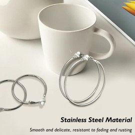 10 Pairs Silver Clip-on Earrings for Women – Non-Piercing Hoop Earrings with Soft Cushion – (3cm, 4cm, 5cm, 6cm, 7cm) for Comfortable Wear