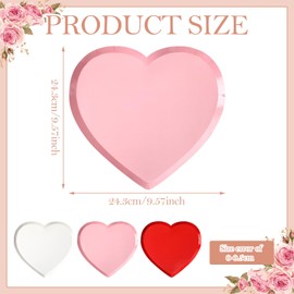 FillTouch 60 Pcs Heart Shaped Dessert Plates 9.45 Inch Disposable Heart Party Plates Valentine's Day Tableware Valentine's Day Party Supplies Heart Paper Plates for Wedding Birthday Dinner Dessert