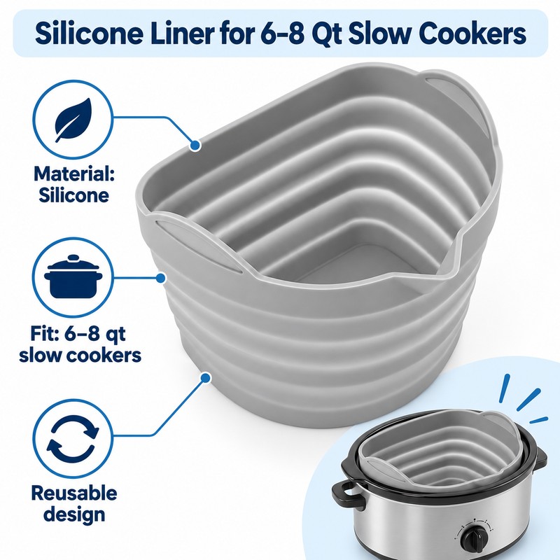 Slow Cooker Divider Liner for 6–8 Qt Crockpots – Reusable