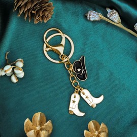 WXCATIM Western Keychain Cowboy Key Chain For Men Women Cowgirl Accessories For Women Hat Boot Key Ring Creative Jewelry For Western Lovers