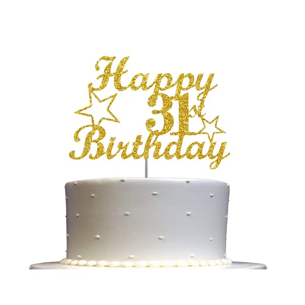 Decoración de 31 cumpleaños con purpurina dorada, ideas de decoración de fiesta, calidad premium, resistente purpurina de doble cara, palo de acrílico. Fabricado en Estados Unidos (31)