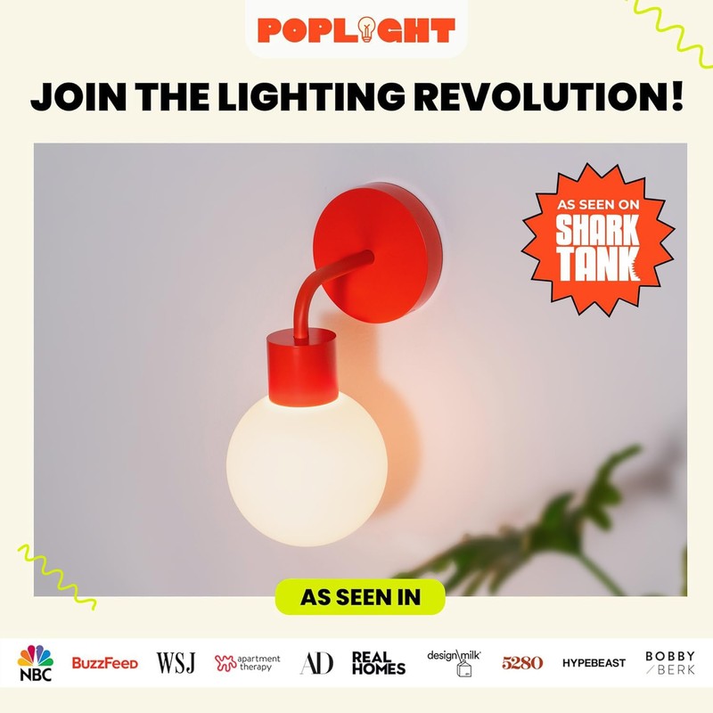Poplight Wireless Wall Sconce (Shark Tank) Rechargeable & Dimmable LED