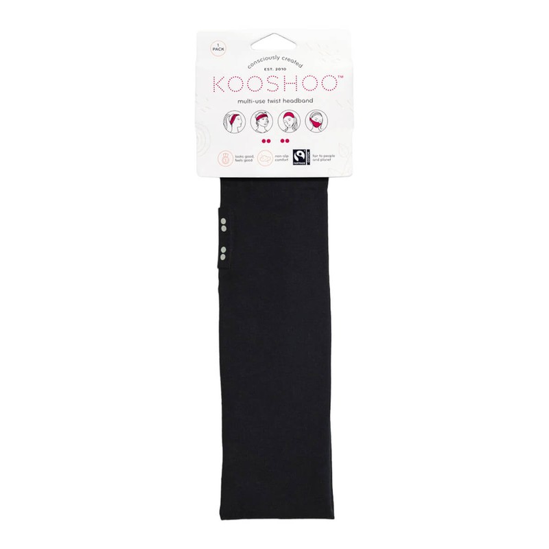 Kooshoo Organic Twist Headband - Jet Black, 1 Pack