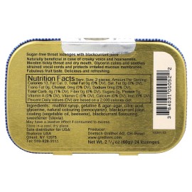 Para garganta y voz, sin azúcar, grosella negra, 24 pastillas, 2 1/8 oz (60 g)