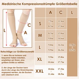 20-30 mmHg Compression Stockings for Women and Men, Medical Compression Stockings, Class 2, Open Pointed Support Stockings, Compression Socks, Thrombosis Stockings for Flight Pregnancy Travel Varicose