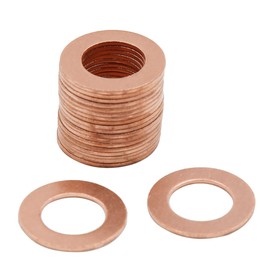 sourcing map 12 mm Inner Diameter Copper Crimp Discs Flat Seals Plate Rings Pack of 20