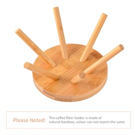 Basket Coffee Filter Holder Storage - CAFEMASY Bamboo Coffee Filters Rack Dispenser for Home Kitchen Coffee Bar Counter Decor