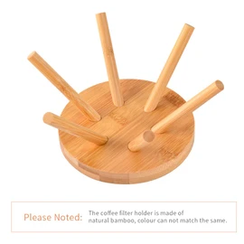Basket Coffee Filter Holder Storage - CAFEMASY Bamboo Coffee Filters Rack Dispenser for Home Kitchen Coffee Bar Counter Decor