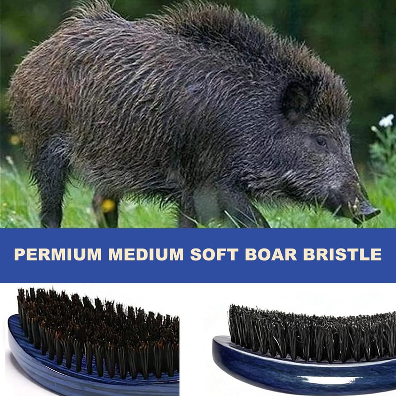 Terrilee Premium Handle 360 Wave Brush for Men - Medium