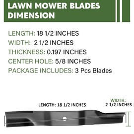 Lawn Mower High-Lift Blades Replace for Ariens Gravely 02961700 70763400 ZTXL 2448 2548 ZTXL 48 ZTXL 54 Zero Turn 2554 Zoom 48 54 inch Decks 3 Pack