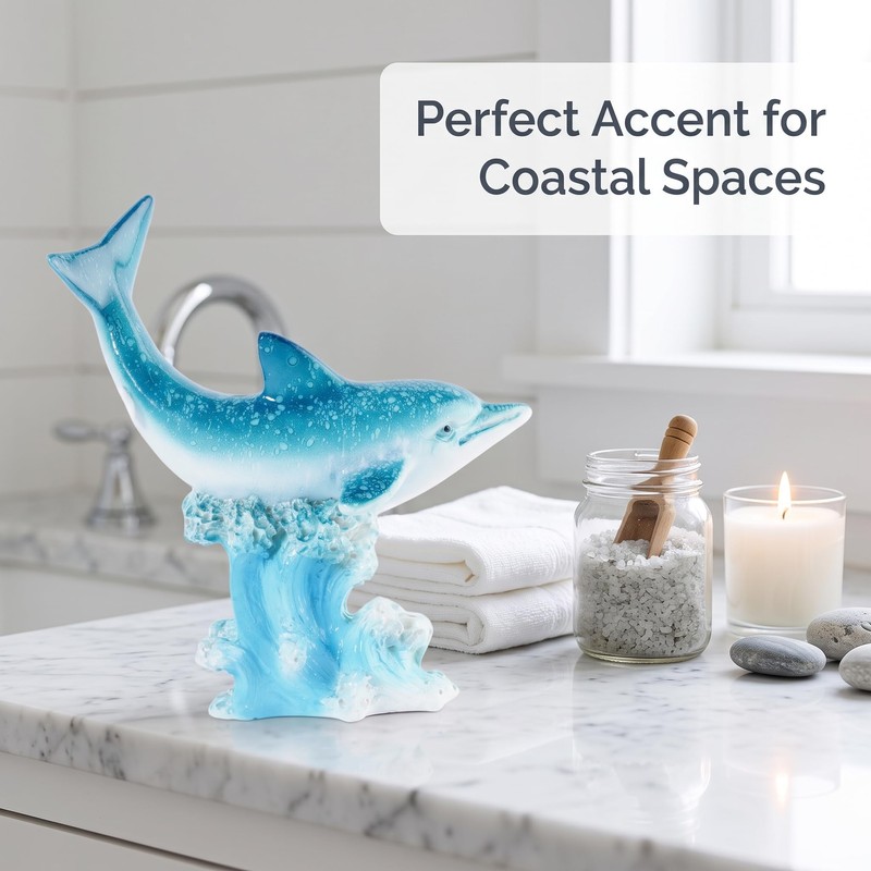Brizoria Dolphin Decor Nautical Decor Leaping Dolphin Figurines Blue White
