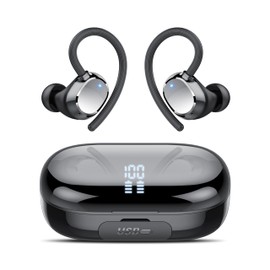 Wireless Earbuds, New 128H Bluetooth 5.3 Headphones Sport with Earhooks, Earbuds Dual LED Display, 4 ENC Noise Cancelling Mic Wireless Earphones, IP7 Waterproof Ear Buds for Sport/Gym/Running