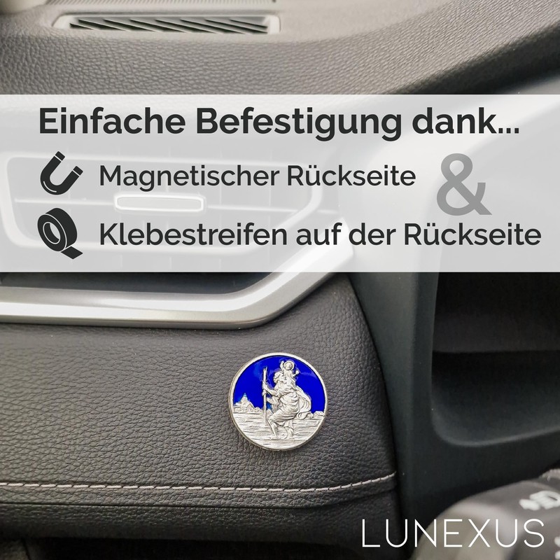 LUNEXUS Christopher Car Magnet Diameter 3.5 cm - Saint Christopher