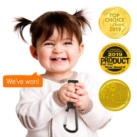 Stroller Hooks by Baby Uma - Strap, Clip or Hang a Diaper Bag to Your Pram or Buggy - Black, 2 Pack