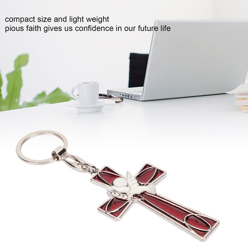 Cross Keychain Peace Bird Vibrant Colors Strong Alloy Skin Friendly