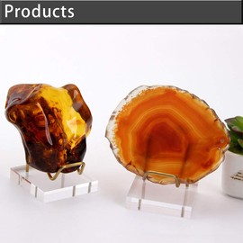 Acrylic Display Holder Clear Display Easel Stands Pedestal Small Collectibles Display Stands for Displaying Crystal Geodes Rock Mineral Agate Coral