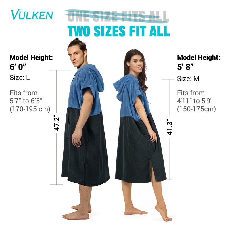 Vulken Thick Hooded Beach Towel Changing Robe, Surf Poncho for