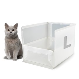 Cat Litter Box, Litter Box Enclosure,Kitty Extra Large Litter Box for Privacy Without Leaking, Portable, Easy to Clean Easy to Assemble Foldable 24''L X 16''W X 16''H with Enclosure(White, Large)