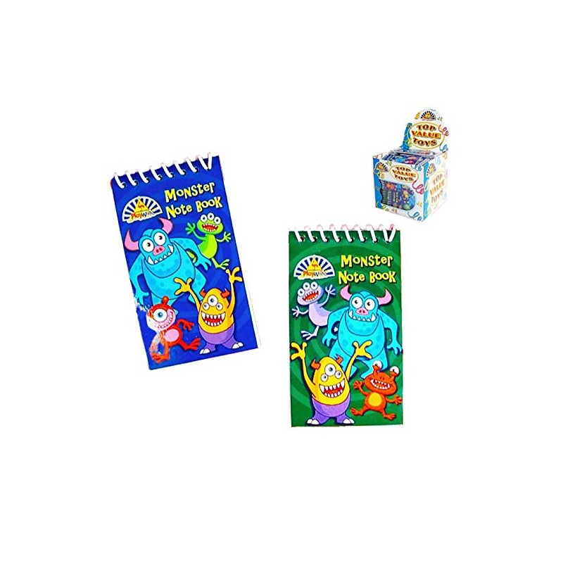 Pack of 12 Monster Mini Spiral Notebooks - Childrens Party