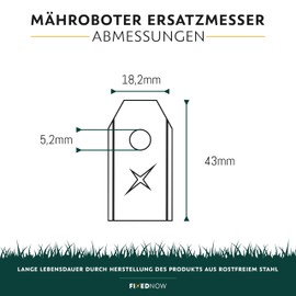 FixedNow Replacement Blades [Pack of 9] Extra Long 43 mm for Robotic Lawnmower Compatible with Husqvarna, Gardena, Yardforce, Ferrex, MC Chulloch, Stainless Steel Scissors Set Replacement Blade with